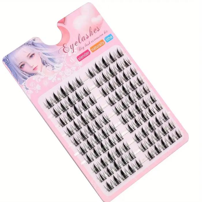 Kit de Faux Cils avec Adhésif et Scellant, Exquis, Noir, Anime, Naturel, ociamique, DIY, Longueur 10