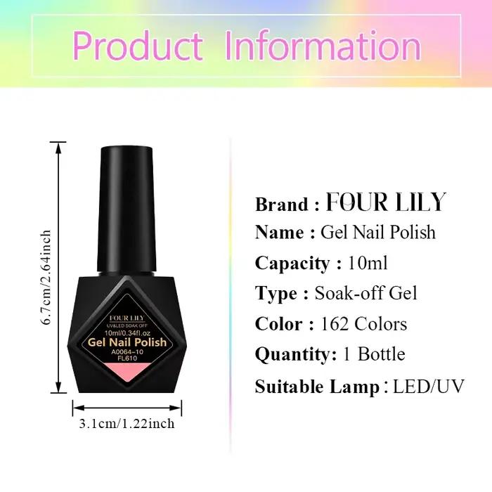 10ml Gel Vernis à ongles 162 couleurs fournitures pour ongles Vernis Semi Permanent Nail Art manucur