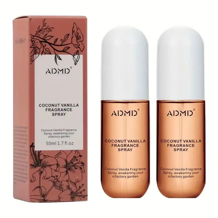 Lot de 2 sprays parfumés à la noix de coco - Désodorisant double usage cheveux et corps à l'arôme lo