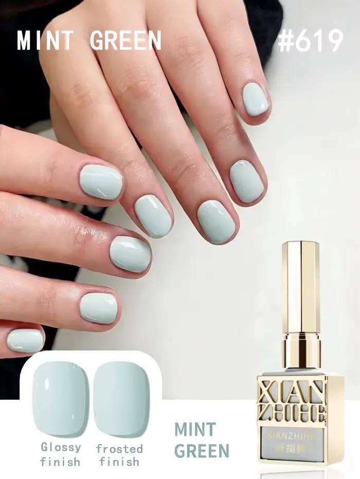 Vernis gel vert menthe crémeux, une couleur unie populaire et polyvalente de la série Mint Mambo pou