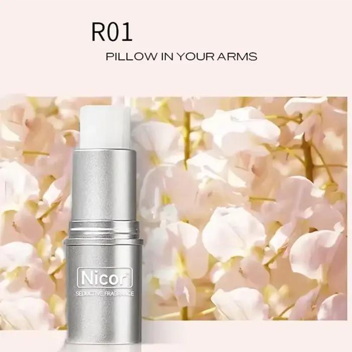 Tube argenté femme parfum solide Portable baume solide frais élégant parfums longue durée crème plan