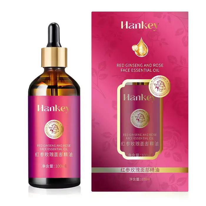 Huile de rose pour le visage à l'extrait de ginseng rouge, sérum facial anti-âge, éclaircit l'hydrat