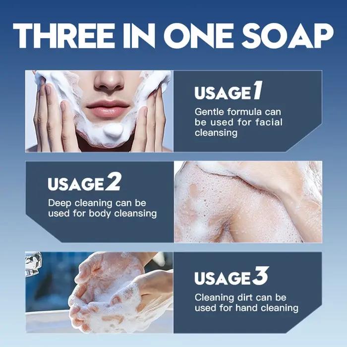 Savon de parfum de bain trois en un pour hommes, noisette de sorcière, Aloe, hydratant, contrôle de l'huile, huile essentielle végétale, nettoyant pour le visage, mains