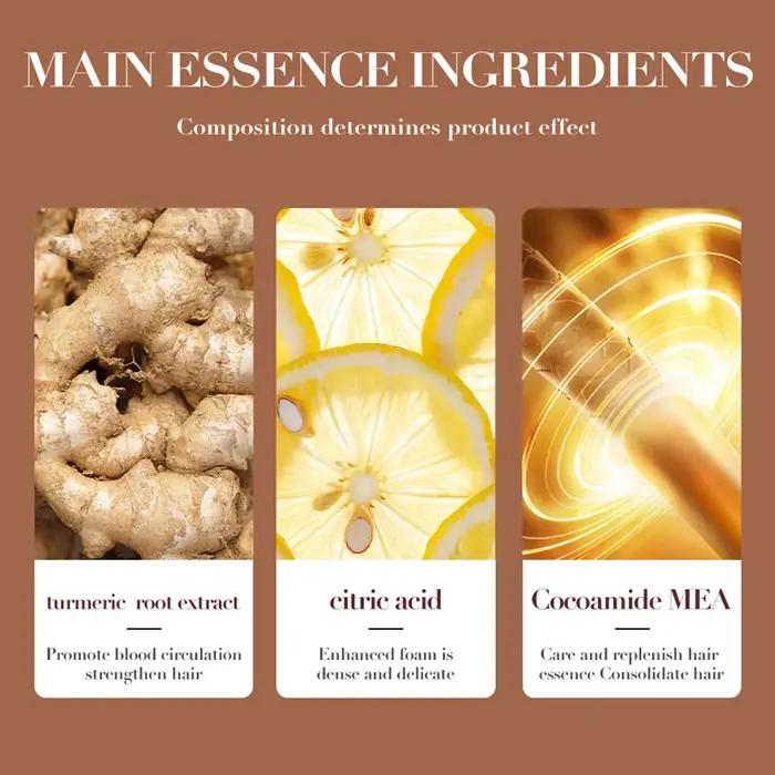 Shampoing Anti-perte de cheveux au gingembre, parfums longue durée, hydratant en profondeur, ensemble lisse avec peigne, cadeau, 500ml