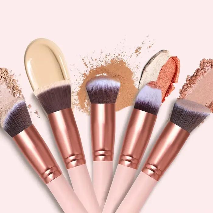 Ensemble de 19 pinceaux de maquillage, comprenant une éponge de maquillage, des pinceaux synthétiques de qualité supérieure pour le fond de teint, la poudre, les anticernes, les fards à paupières et l