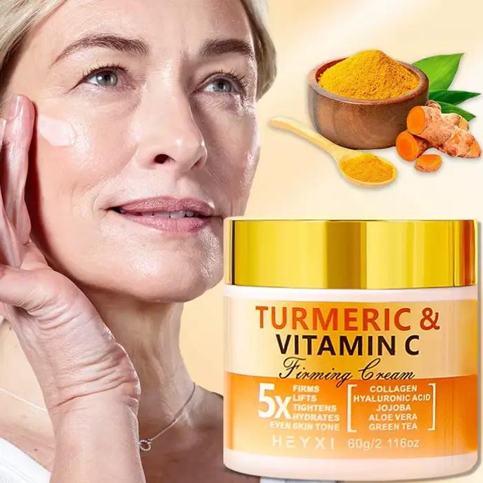 Crème raffermissante pour le visage au curcuma et à la vitamine C, hydratante et nourrissante, reconstituant l'eau, idéale pour les soins du visage