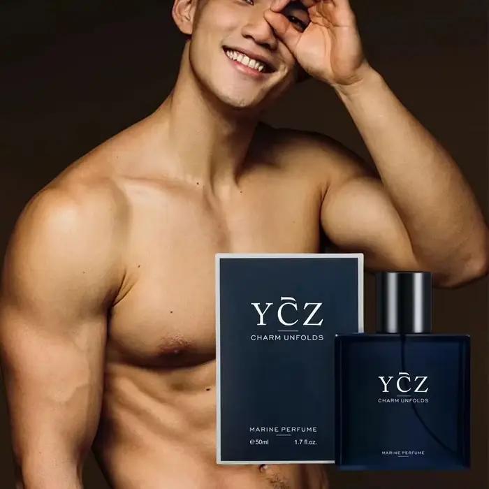 Eau de Toilette YCZ 50ml pour Homme – Parfum Boisé Naturel Longue Durée Blue Gentleman – Spray Corporel pour Hommes Arabes Mûrs en Amoureux