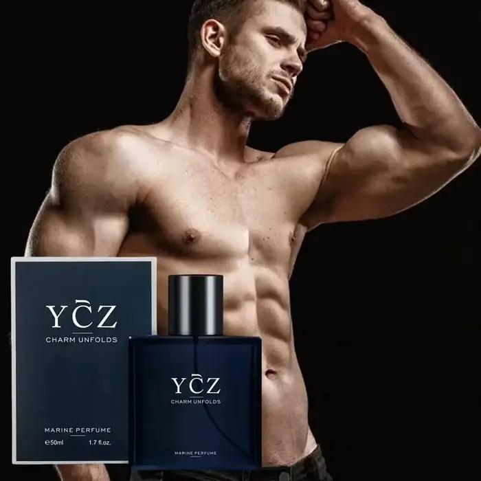 Eau de Toilette YCZ 50ml pour Homme – Parfum Boisé Naturel Longue Durée Blue Gentleman – Spray Corporel pour Hommes Arabes Mûrs en Amoureux