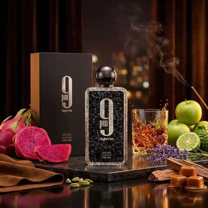 Afnan 9 PM Night Out 100ml Eau de Parfum Longue Durée Fruité Boisé Frais Attrayant Essentiel pour les Rendez-vous et Soirées Authentique