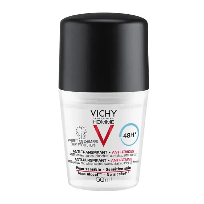 Vichy Homme Déodorant Anti-Transpirant Anti-Traces Peau Sensible 50ml