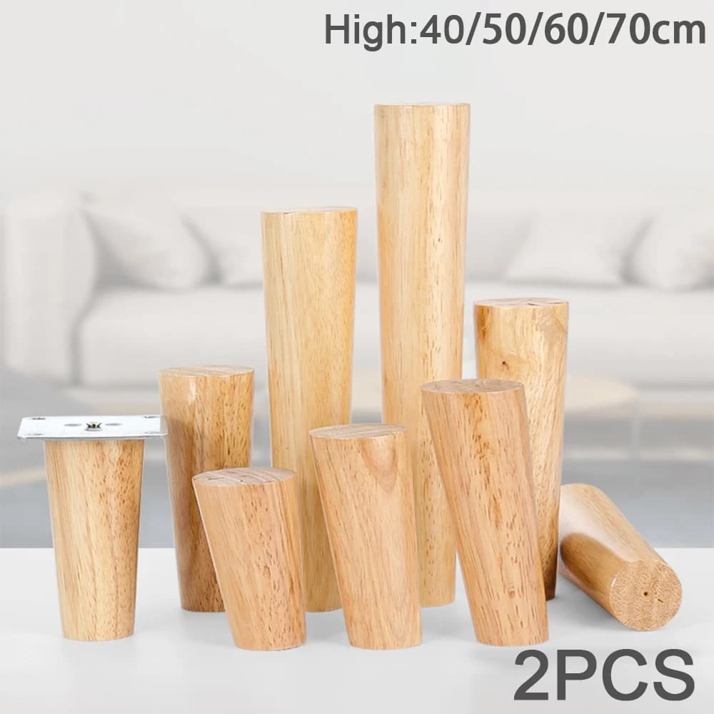 Pieds de meuble en bois massif avec plaque en fer, 2 pièces, 30 40 50 60 70cm