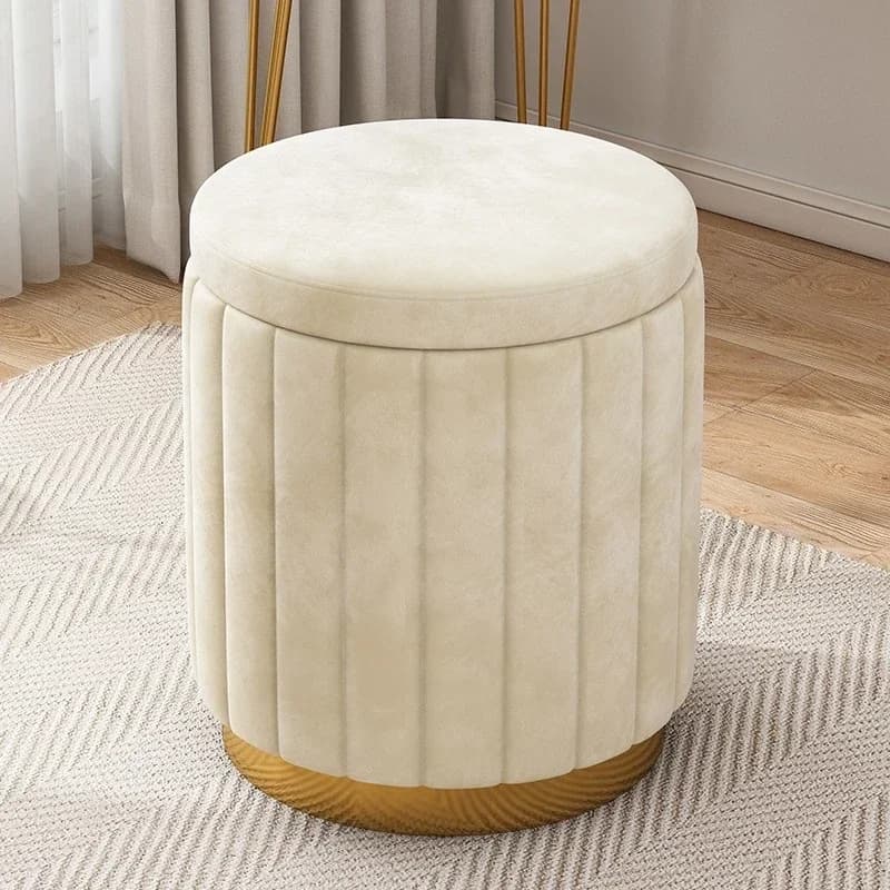 Tabouret de maquillage de vanité de luxe, chaise ronde en spanchair avec banc de rangement pour cham