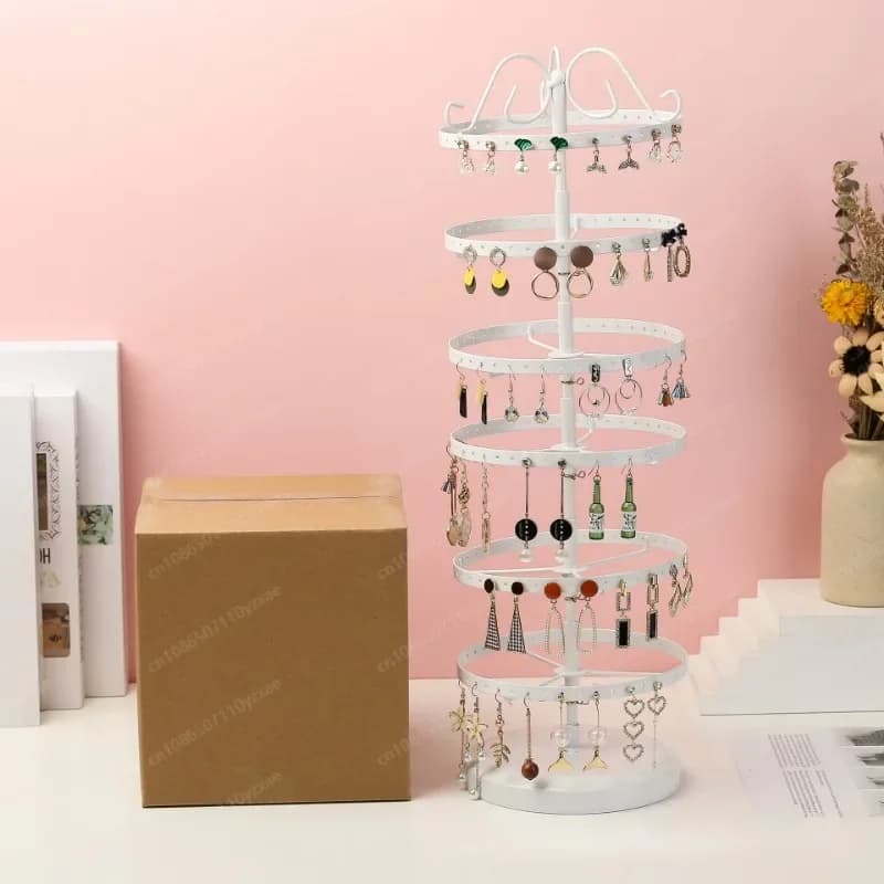 Support de boucles d'oreilles rotatif à 6 niveaux, présentoir multicouche pour goujons et cerceaux, 