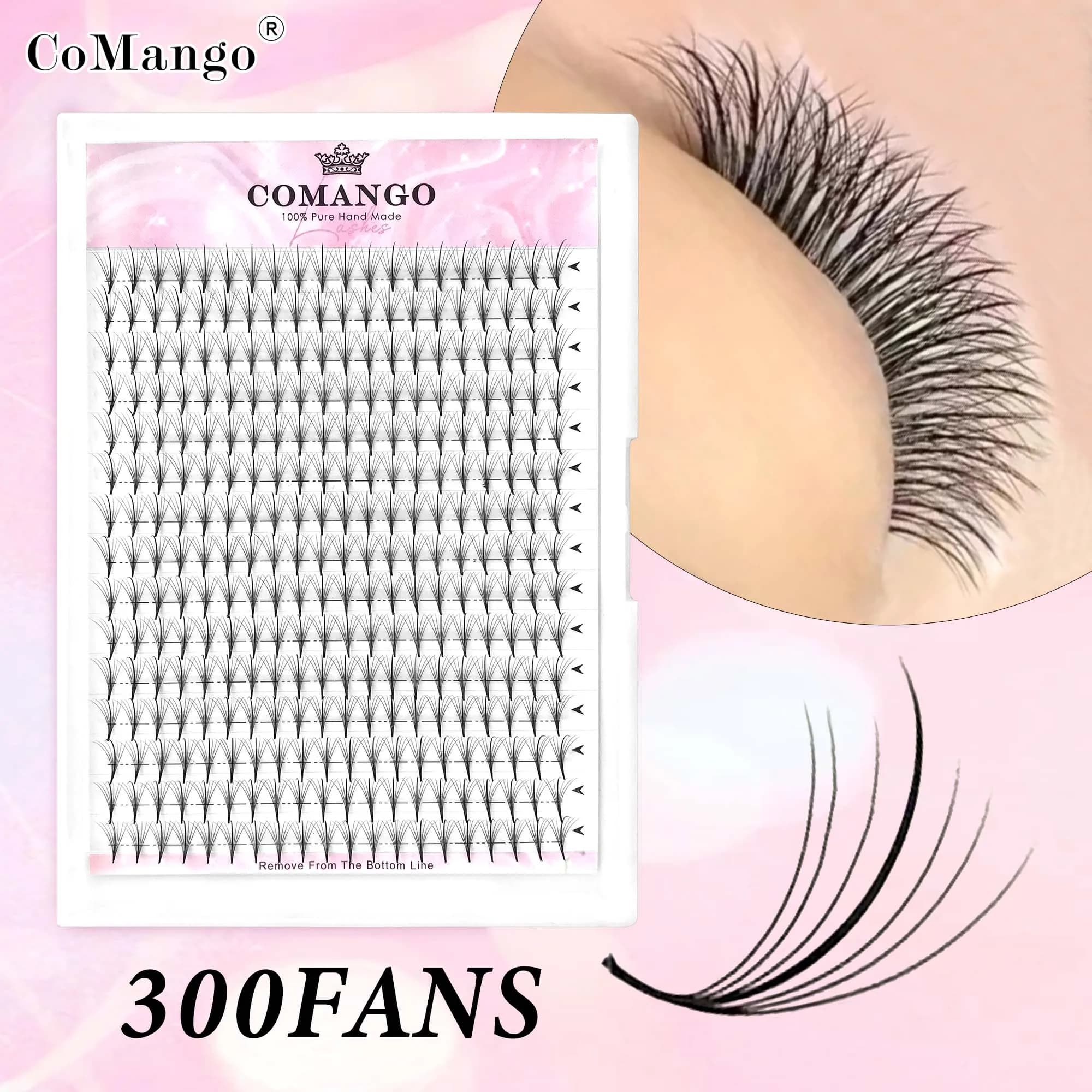 CoMango 7D 300/120fans pointy base premade hybrid fan eyelash extension single&mix8-15 faux vison wi
