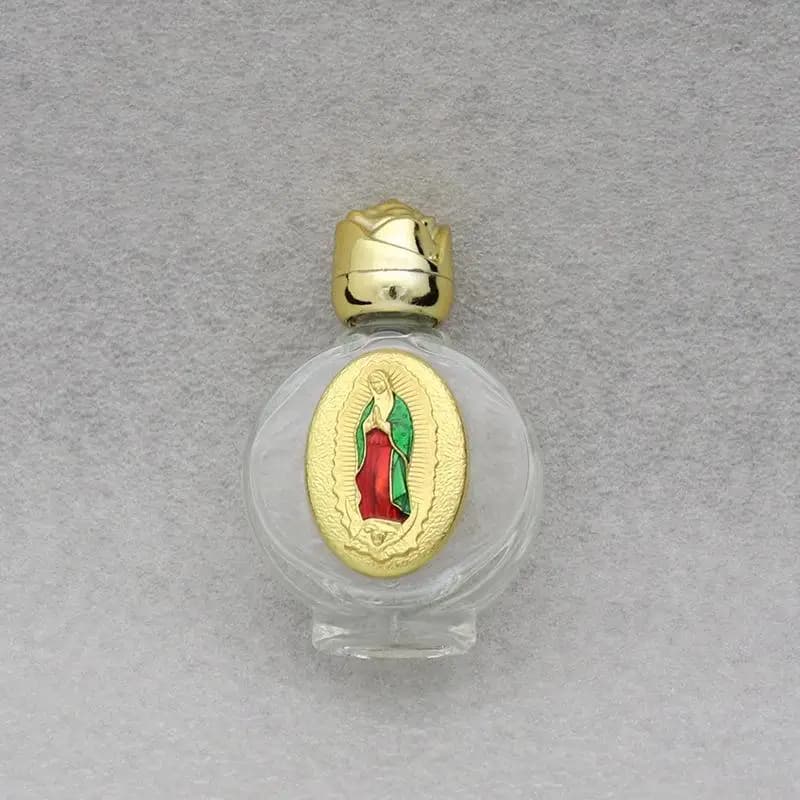 Bouteilles d'eau bénite en verre émail coloré, Sculpture vierge chrétienne, bouteille religieuse de 