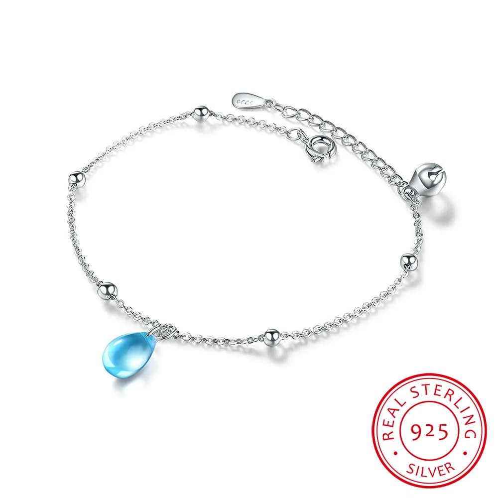 Doux Clip Bleu Goutte D'eau 925 Bracelet En Argent Sterling Pour Les Femmes Cadeau Pulseira Argent 9