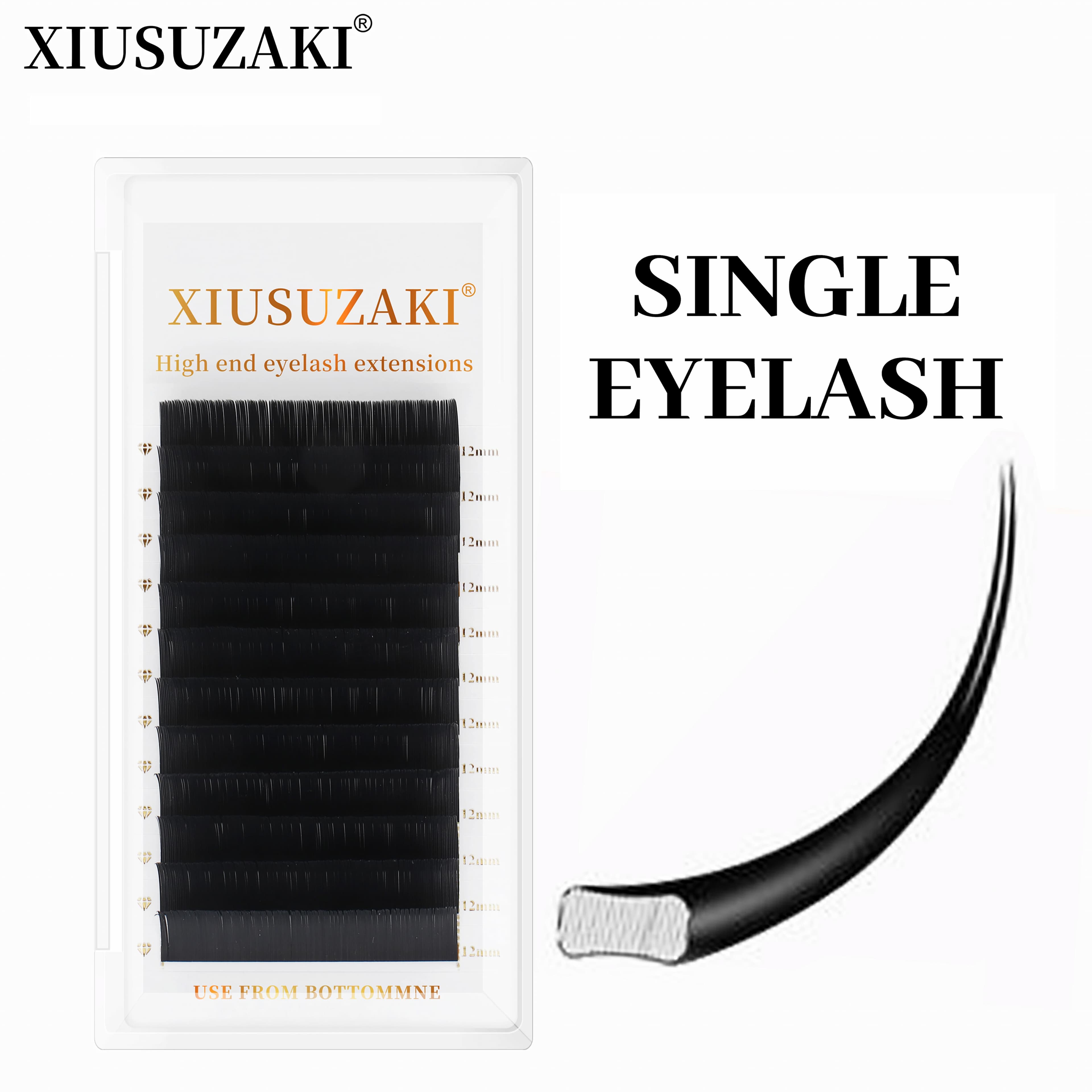 XIUSUZAKI Ellipse plat cils pointes fendues mat gris noir couleur Super doux doux naturel Extension 