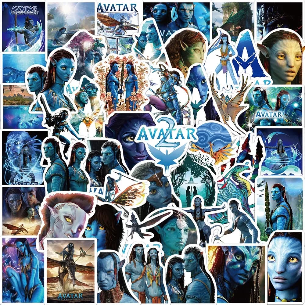 Autocollants de film Avatar la voie de l'eau, 50 pièces, autocollants en PVC, jouets de décoration, 