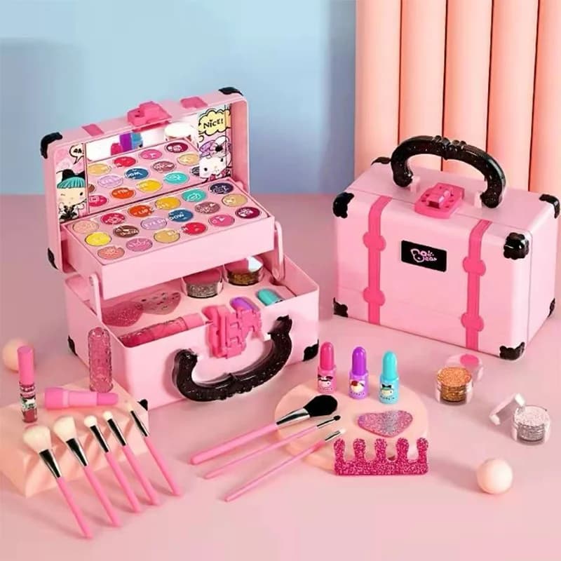 Enfants maquillage cosmétiques semblant jouer boîte princesse maquillage fille jouet jouer ensemble 