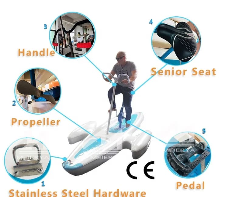 Bateau à pédales en fibre de verre, bateau électrique, bateau barbecue, vélo aquatique, équipement d