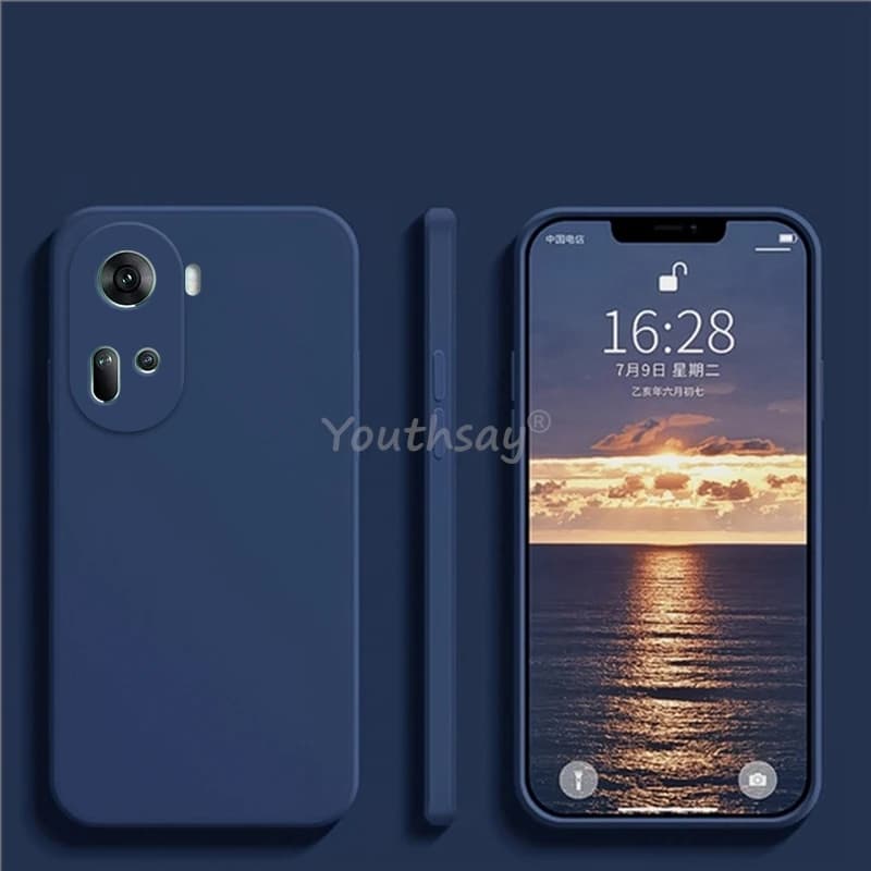 Pour OPPO Reno 11 étui Reno11 couverture liquide Silicone plaine TPU Anti-chute Capa téléphone prote