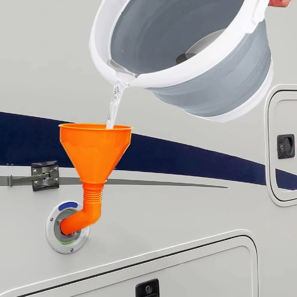RV sans entonnoir à eau manuel, équipé d'un conduit d'eau, d'un distributeur d'eau et d'un entonnoir