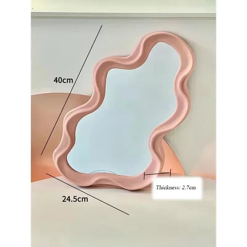 Miroir de maquillage imperméable irrégulier, miroir de vanité en forme de nuage, miroir décoratif mu