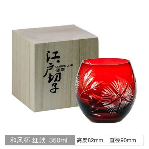 Verre à vin rouge en verre sculpté en cristal, Edo Kiriko japonais, tasse à thé d'eau transparente s