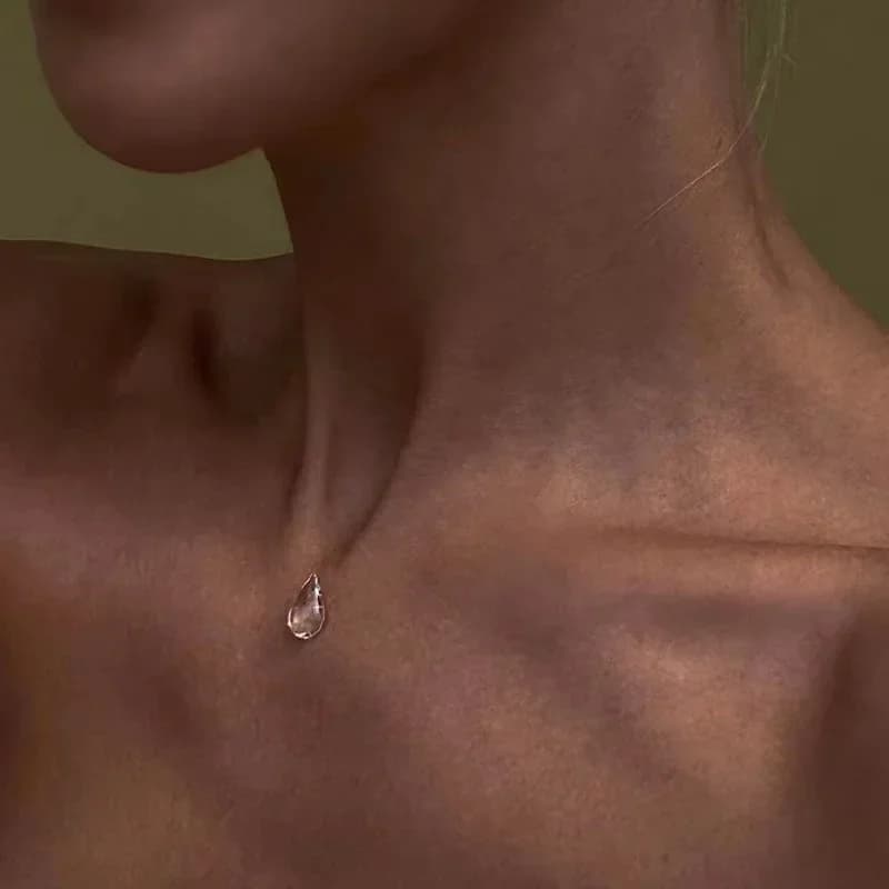 Collier Goutte d'Eau, Boucles d'Oreilles Goutte de Pluie Transparentes, Accessoires de Bijoux pour F