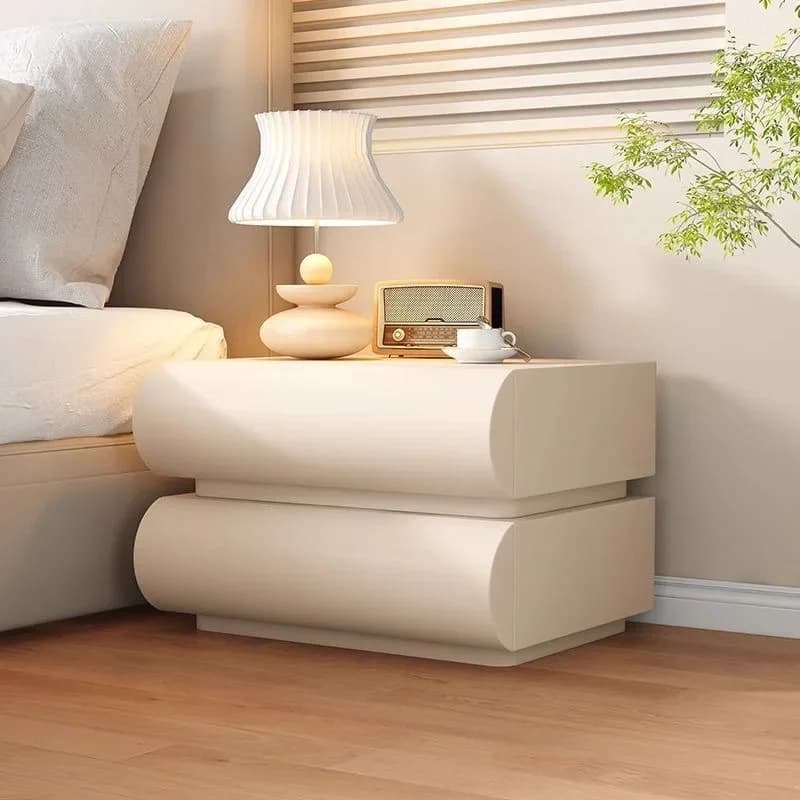 Nouvelle table de chevet en bois massif de luxe léger, style crème, pour chambre à coucher, avec ran