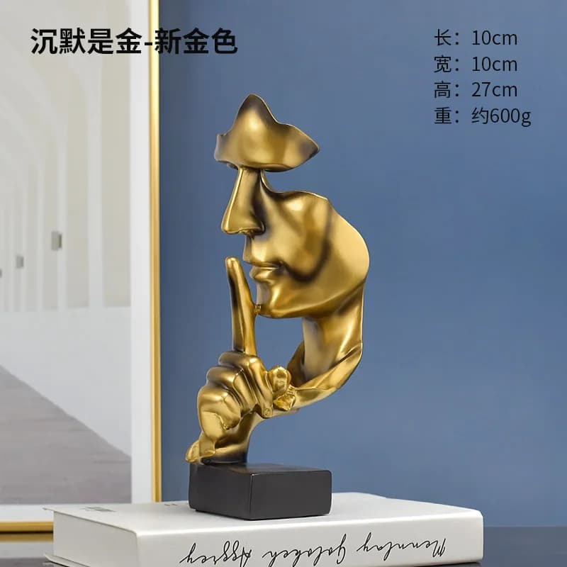 Série «Silence Is Golden» de style européen, Sculptures abstraites en résine, articles décoratifs po