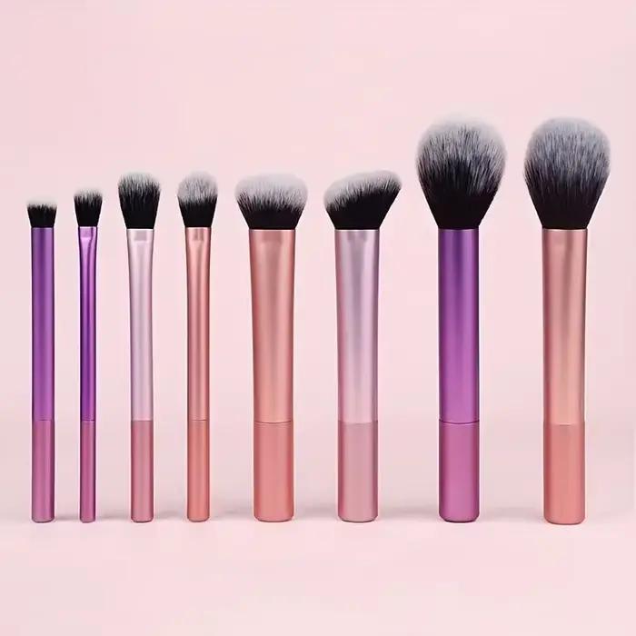Kit de pinceaux de maquillage synthétiques doux, 8 pièces, pour fond de teint, Blush, fard à paupièr