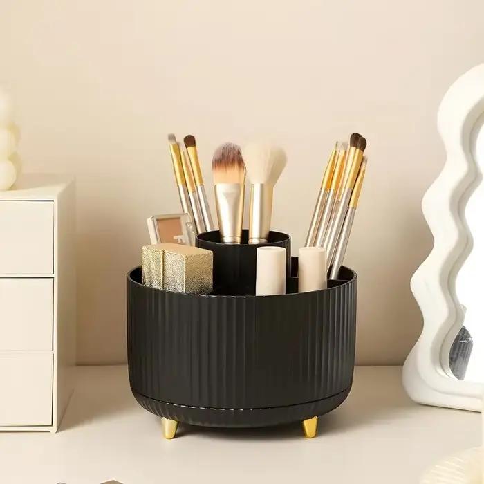 Porte-pinceaux de maquillage rotatif à 360 °, stockage de bureau multifonctionnel, stockage de cosmé
