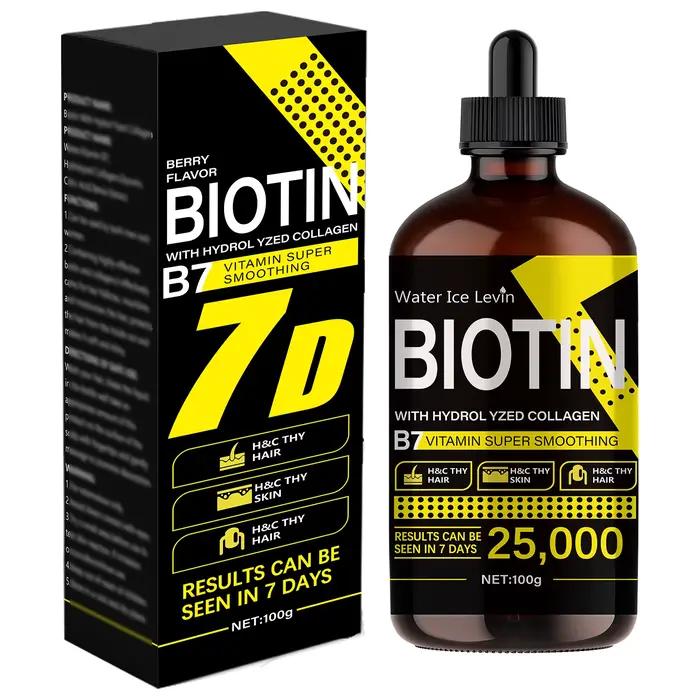 Huile capillaire à la biotine - Vitamines liquides pures pour les soins des cheveux, ajoute de la br
