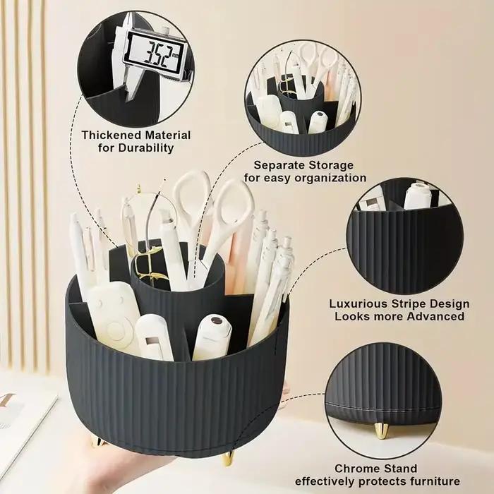 Porte-pinceaux de maquillage rotatif à 360 °, stockage de bureau multifonctionnel, stockage de cosmé