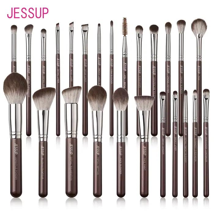 Jessup pinceaux de maquillage ensemble 15/25 pièces Premium synthétique marron pinceaux de maquillag