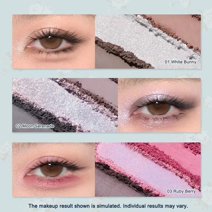 Palette de maquillage Flower Knows Bunny Garden 6 couleurs, blush, illuminateur, thème lapin mignon