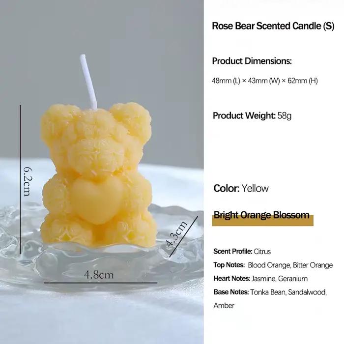 Bougies parfumées Rose Bear – Décorations mignonnes et cadeaux faits à la main pour femmes/amis, idé