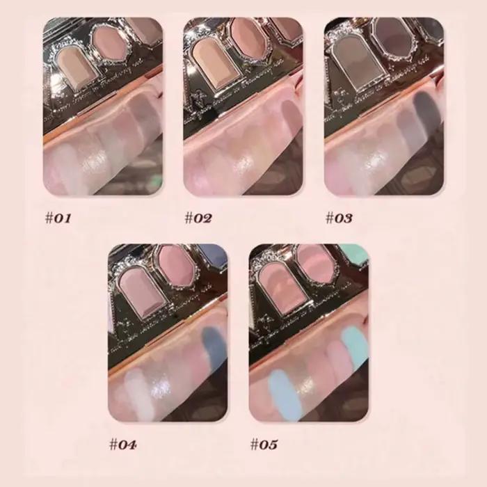 Fleur sait fraise Rococo fard à paupières pressé paillettes 5 couleurs ombre à paupières Texture cré