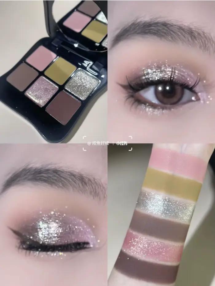 CHOIZ BEAUTY Palette de fards à paupières 6 couleurs Vert Mat Caméléon Scintillant Pailleté Haute Pi