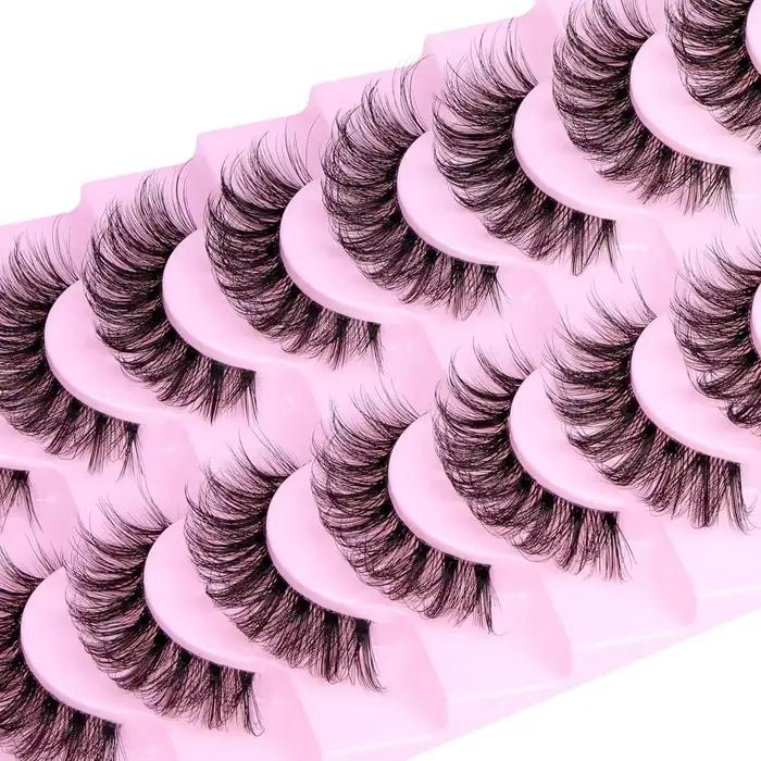 10 paires de faux cils naturels moelleux cils vaporeux bande de Volume 3D cils D Curl faux cils avec