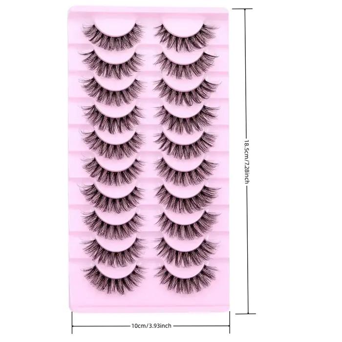 10 paires de faux cils naturels moelleux cils vaporeux bande de Volume 3D cils D Curl faux cils avec