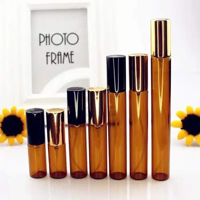 Flacon pulvérisateur en verre ambré, 5 pièces/lot, 5ML 10ML 15ML 20ML, flacons en verre fin, Mini at