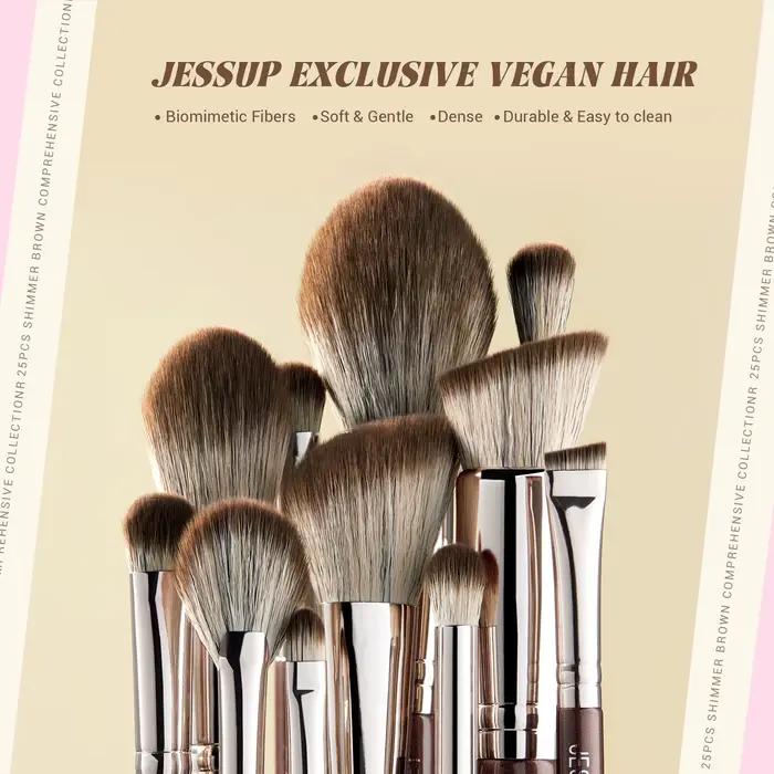 Jessup pinceaux de maquillage ensemble 15/25 pièces Premium synthétique marron pinceaux de maquillag