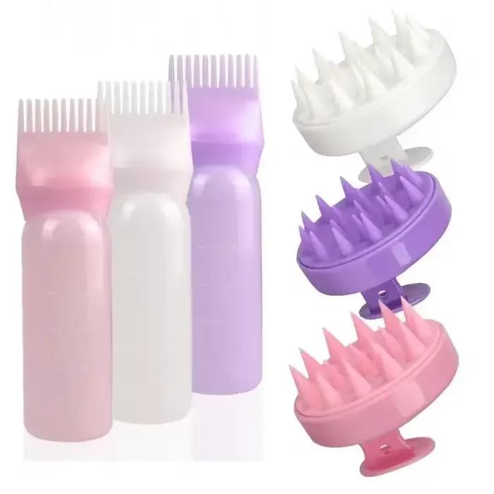 Brosse à shampoing en Silicone, peigne de Massage du cuir chevelu, applicateur d'huile de teinte, bo