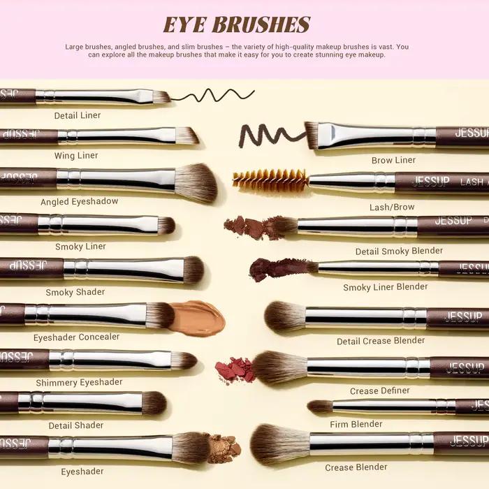 Jessup pinceaux de maquillage ensemble 15/25 pièces Premium synthétique marron pinceaux de maquillag