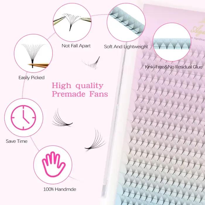 Mélange de faux cils en éventail préfabriqués, 5 étuis, volume russe, extension de cils, faux vison,