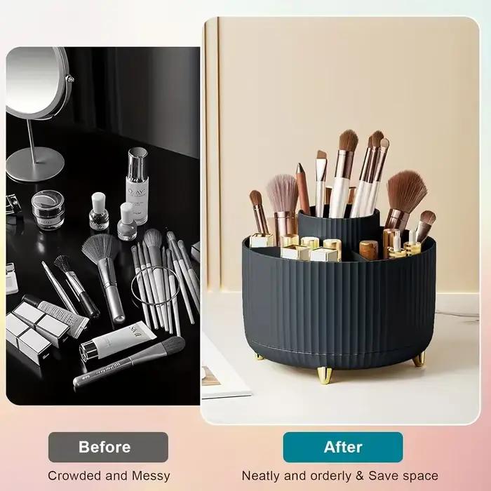 Porte-pinceaux de maquillage rotatif à 360 °, stockage de bureau multifonctionnel, stockage de cosmé