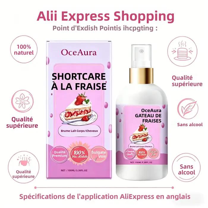 Brume pour le corps OceAura au parfum de gâteau à la fraise, spray hydratant et rafraîchissant pour les cheveux et le corps, idée cadeau pour la fête des mères, parfum sucré