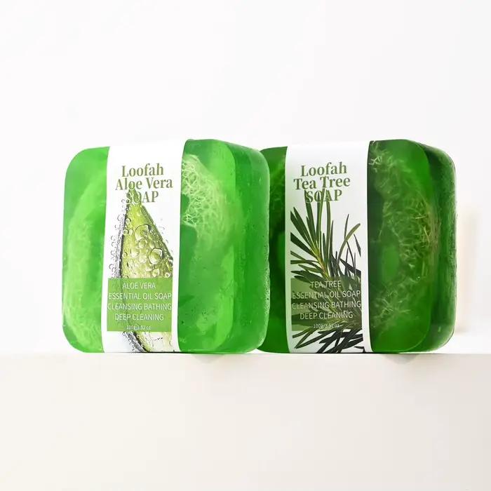 S + 100g naturel organique aloe vera luffa savon citron blanchissant gel douche pour le visage contrôle de l'huile